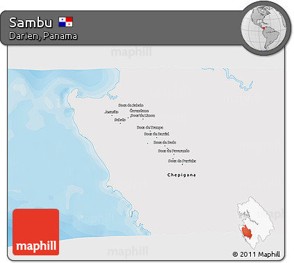 Political 3D Map of Sambu, single color outside