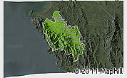 Satellite 3D Map of Sambu, darken, semi-desaturated