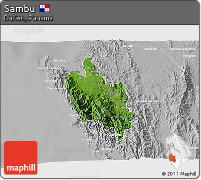 Satellite 3D Map of Sambu, lighten, desaturated