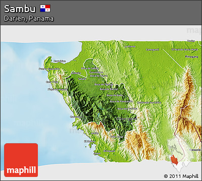 Satellite 3D Map of Sambu, physical outside