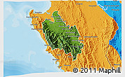 Satellite 3D Map of Sambu, political outside