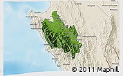 Satellite 3D Map of Sambu, shaded relief outside