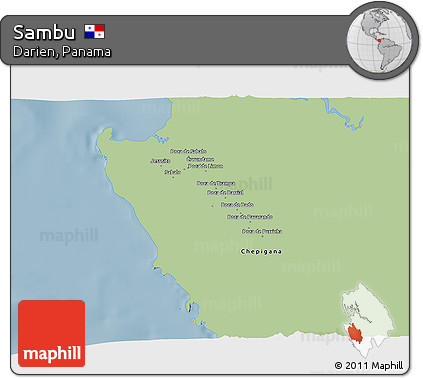 Savanna Style 3D Map of Sambu, single color outside