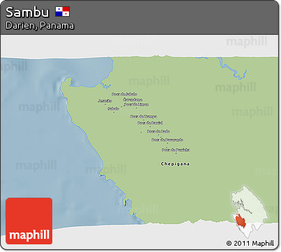 Savanna Style 3D Map of Sambu, single color outside