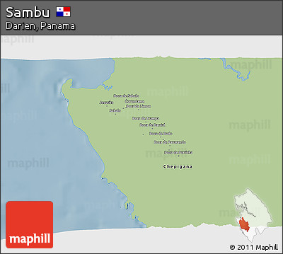 Savanna Style 3D Map of Sambu, single color outside