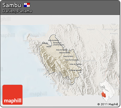 Shaded Relief 3D Map of Sambu, lighten