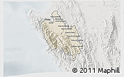 Shaded Relief 3D Map of Sambu, lighten, semi-desaturated