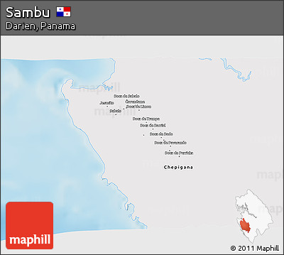 Shaded Relief 3D Map of Sambu, single color outside