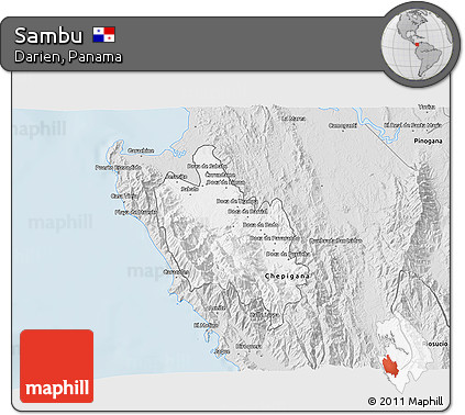 Silver Style 3D Map of Sambu