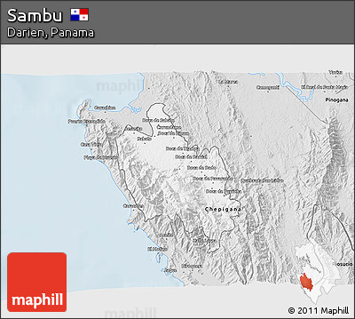 Silver Style 3D Map of Sambu