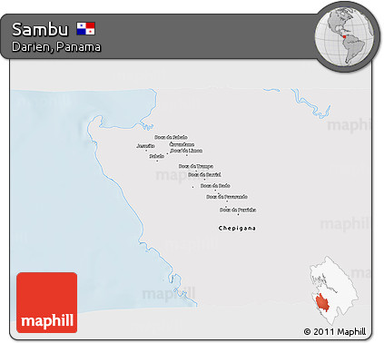 Silver Style 3D Map of Sambu, single color outside