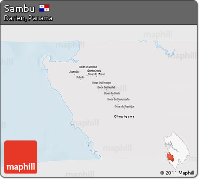 Silver Style 3D Map of Sambu, single color outside