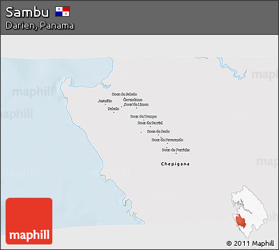 Silver Style 3D Map of Sambu, single color outside