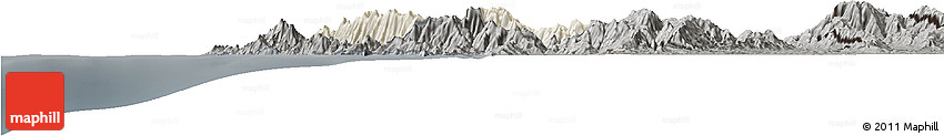 Shaded Relief Horizon Map of Sambu, darken, semi-desaturated