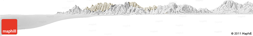 Shaded Relief Horizon Map of Sambu, lighten, desaturated