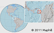 Gray Location Map of Sambu, highlighted parent region, hill shading
