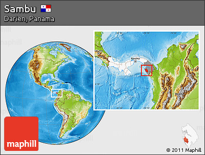 Physical Location Map of Sambu, highlighted country, highlighted parent region