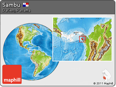 Physical Location Map of Sambu, highlighted country, highlighted parent region
