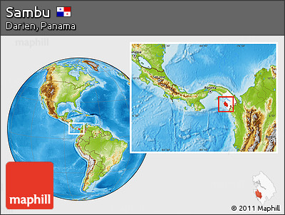 Physical Location Map of Sambu, highlighted parent region, within the entire country