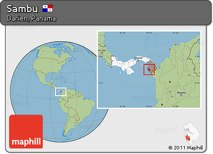 Savanna Style Location Map of Sambu, highlighted country, highlighted parent region