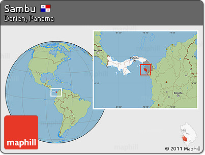 Savanna Style Location Map of Sambu, highlighted country, highlighted parent region