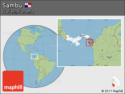 Savanna Style Location Map of Sambu, highlighted country, highlighted parent region