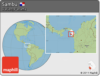 Savanna Style Location Map of Sambu, highlighted parent region