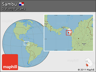 Savanna Style Location Map of Sambu, highlighted parent region