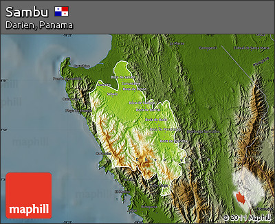 Physical Map of Sambu, darken