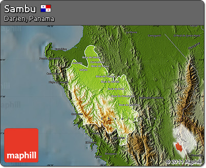 Physical Map of Sambu, darken