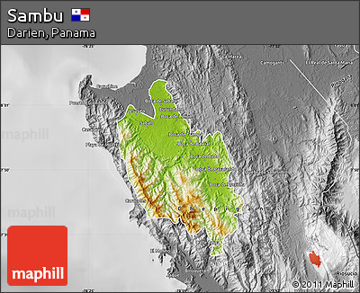Physical Map of Sambu, desaturated