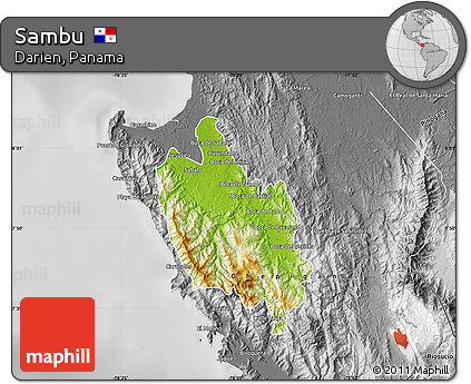 Physical Map of Sambu, desaturated