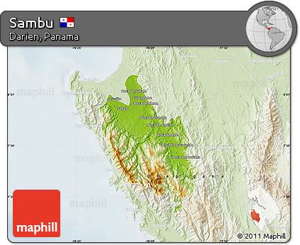 Physical Map of Sambu, lighten
