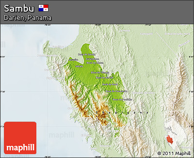 Physical Map of Sambu, lighten