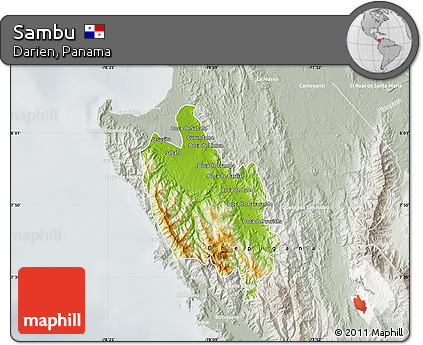Physical Map of Sambu, lighten, semi-desaturated