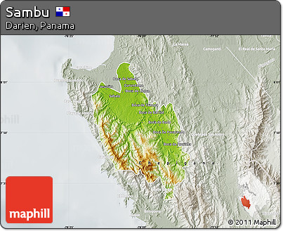 Physical Map of Sambu, lighten, semi-desaturated