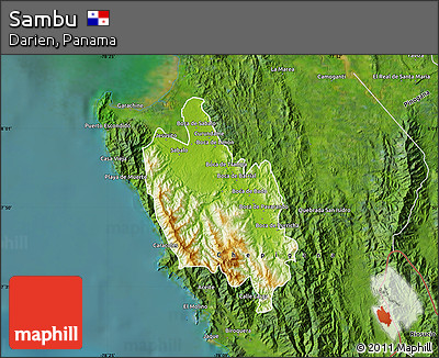 Physical Map of Sambu, satellite outside