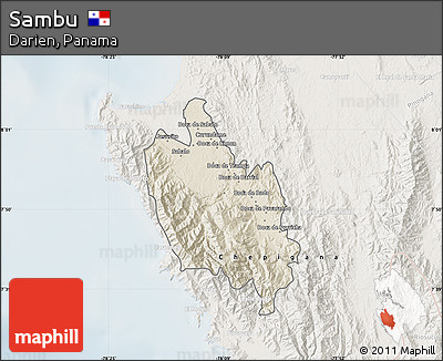 Shaded Relief Map of Sambu, lighten