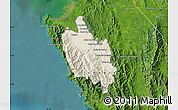Shaded Relief Map of Sambu, satellite outside