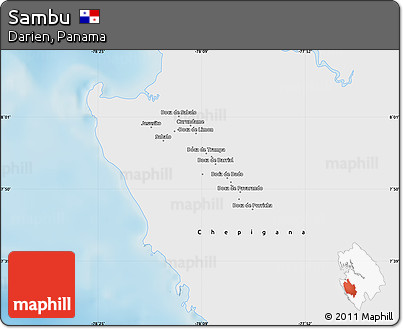 Shaded Relief Map of Sambu, single color outside