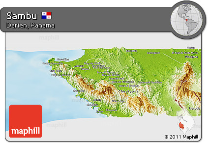 Physical Panoramic Map of Sambu
