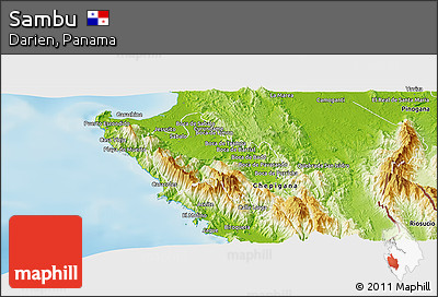 Physical Panoramic Map of Sambu