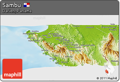 Physical Panoramic Map of Sambu