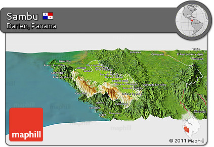 Physical Panoramic Map of Sambu, satellite outside