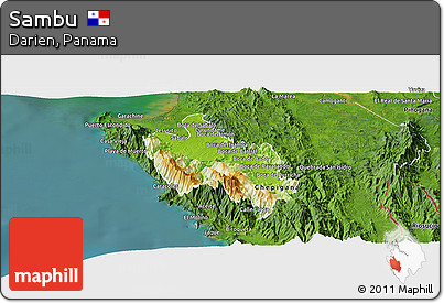 Physical Panoramic Map of Sambu, satellite outside
