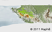 Physical Panoramic Map of Sambu, semi-desaturated