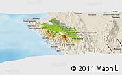 Physical Panoramic Map of Sambu, shaded relief outside
