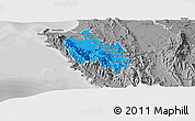 Political Panoramic Map of Sambu, desaturated