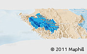 Political Panoramic Map of Sambu, lighten