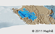 Political Panoramic Map of Sambu, semi-desaturated